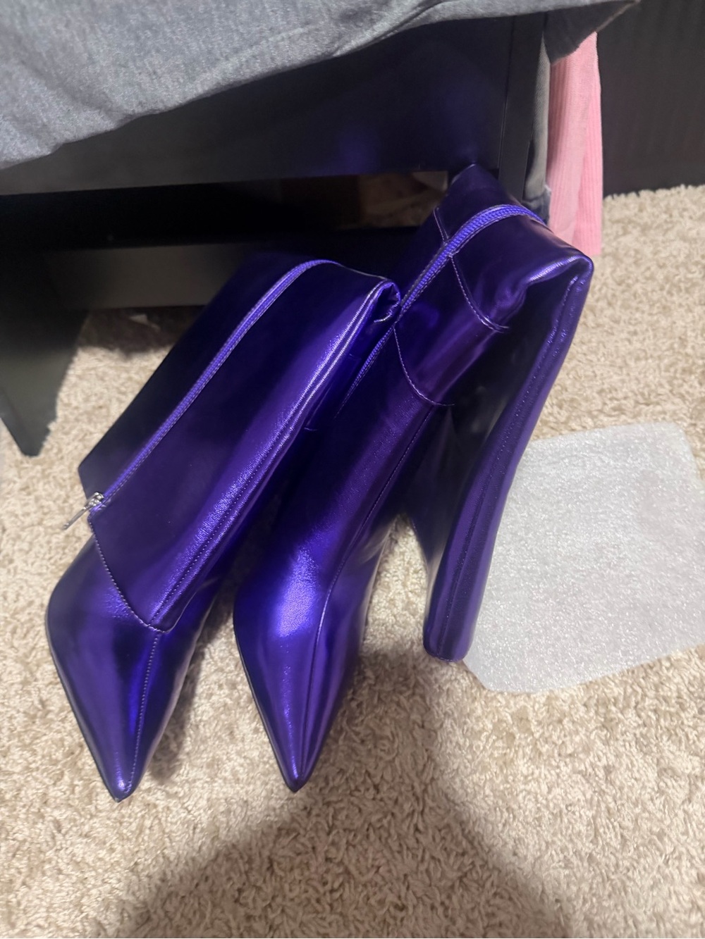 NWOT - Steve Madden Metallic Purple Pointed-Toe Knee-High Stiletto Boots - Picture 3 of 7